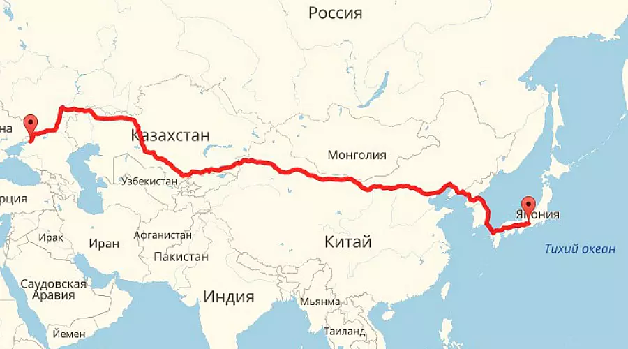 Маршрут из Азова в город Тоёта
