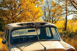 Диск сцепления пробил крышу автомобиля © Фото ИИ