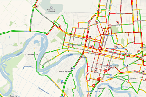Пробки в Краснодаре © Графика «Яндекс.Карты»