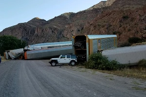 Авария поезда в США &copy;&nbsp;Фото Lincoln County Sheriff's Office Nevada